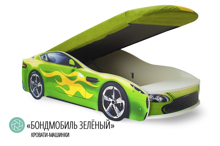 Детская кровать-машина Бондимобиль зеленый в Чебоксарах - изображение 1
