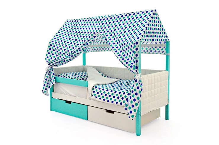 Детская кровать-домик «Svogen мятный-белый» мягкая в Чебоксарах - изображение 1