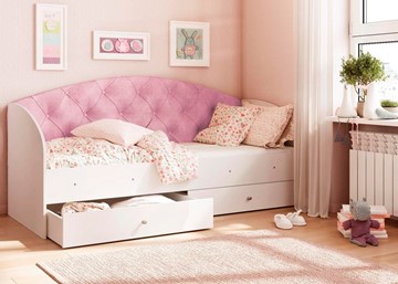 Кровать детская односпальная Эльза без бортика, Розовый (латы) в Чебоксарах