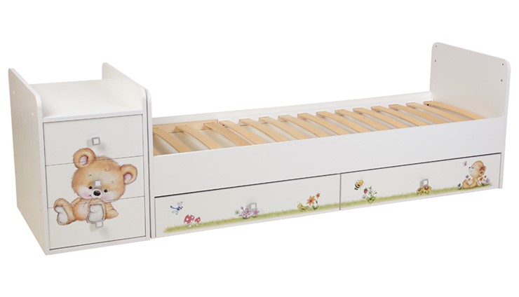 Детская кровать Фея 1100 Медвежонок Белый в Чебоксарах - изображение 2