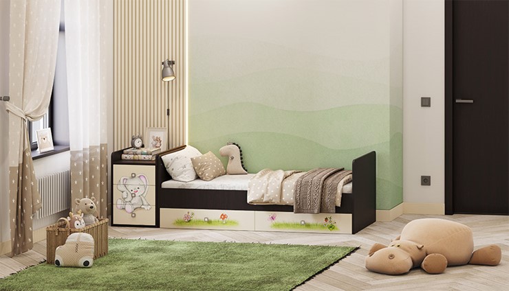 Детская кровать Фея 1100 Зайчонок Венге-бежевый в Чебоксарах - изображение 5