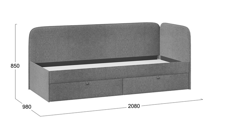 Подростковая кровать Молли тип 1 (90), Микровелюр Scandi Graphite 22 в Чебоксарах - изображение 3