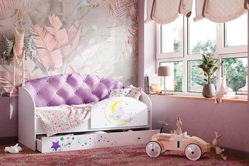 Детская кровать односпальная Звездочка с бортиком, Фиолетовый в Чебоксарах