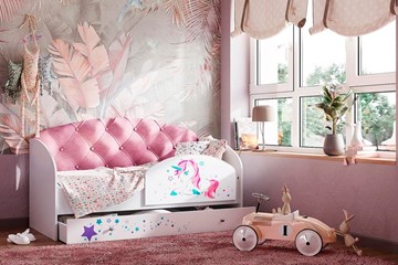 Детская кровать с ящиками Звездочка с бортиком, Розовый в Чебоксарах
