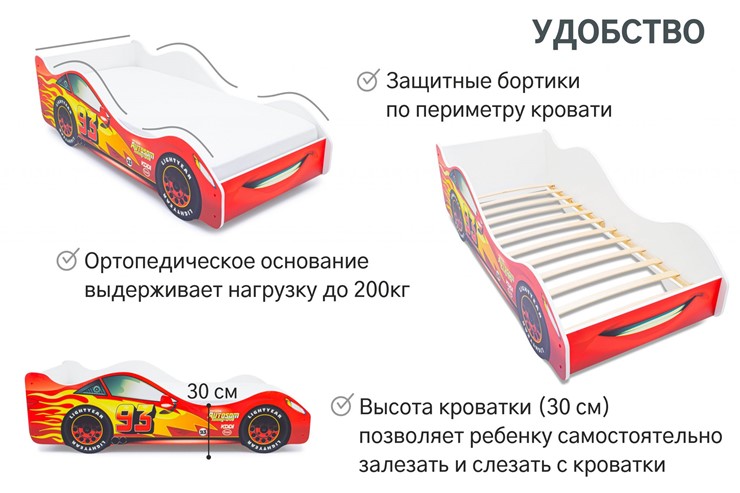 Кровать-машина детская Тачка красная в Чебоксарах - изображение 5