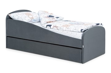 Мягкая кровать с ящиком Letmo графит (велюр) в Чебоксарах