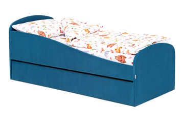 Кровать в детскую с ящиком Letmo морской (велюр) в Чебоксарах