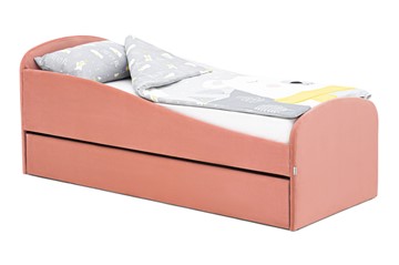 Мягкая кровать с ящиком Letmo пудровый (велюр) в Чебоксарах