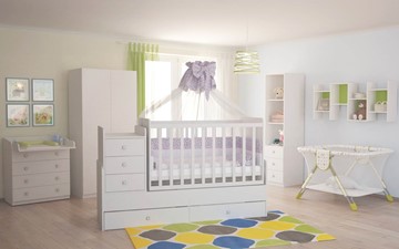 Кровать для новорожденных с комодом POLINI Kids Simple 1100 Белый в Чебоксарах - предосмотр 4