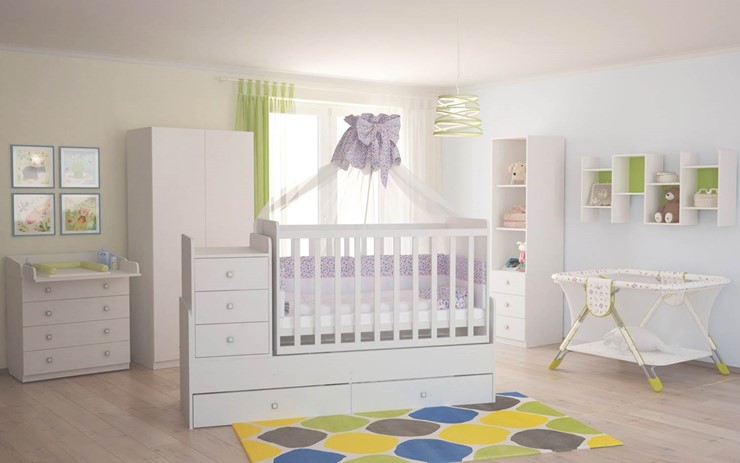Кровать для новорожденных с комодом POLINI Kids Simple 1100 Белый в Чебоксарах - изображение 4