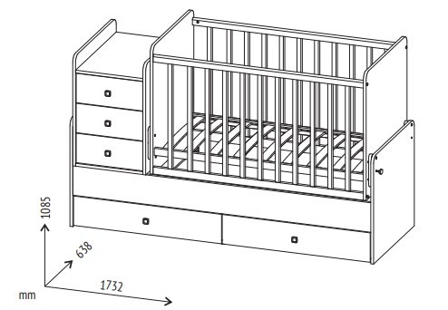 Кровать для новорожденных с комодом POLINI Kids Simple 1100 Белый в Чебоксарах - изображение 7