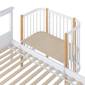 Кроватка детская приставная POLINI Kids Simple 105 Белый / Бук в Чебоксарах - предосмотр 3