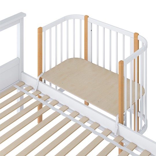 Кроватка детская приставная POLINI Kids Simple 105 Белый / Бук в Чебоксарах - изображение 3