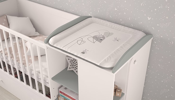 Детская кровать-трансформер с комодом POLINI Kids Ameli 800 Белый / Серый, серия AMELI в Чебоксарах - изображение 3