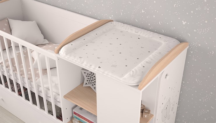Многофункциональная кровать с комодом POLINI Kids French 800 TEDDY Белый / Дуб пастельный в Чебоксарах - изображение 6