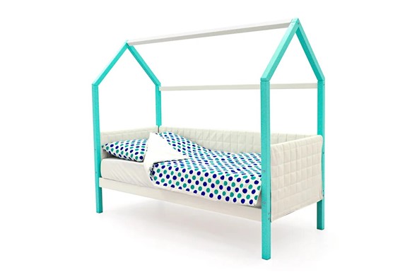 Детская кровать-домик «Svogen мятный-белый» мягкая в Чебоксарах - изображение
