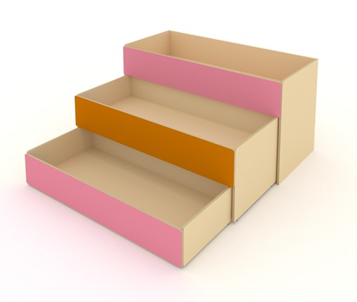 Кровать детская 3-х уровневая КД-3, Беж + Розовый + Оранжевый в Чебоксарах - изображение