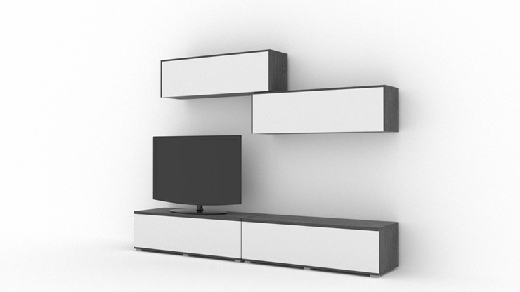 Гостиный гарнитур Куб (Cube), цвет Белый софт, Черный ясень в Чебоксарах - изображение 1