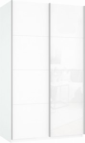 Шкаф-купе Прайм (ДСП/Белое стекло) 1600x570x2300, белый снег в Чебоксарах