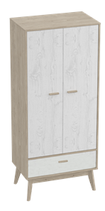 Шкаф для одежды Калгари, Дуб натуральный светлый/Белый матовый в Чебоксарах