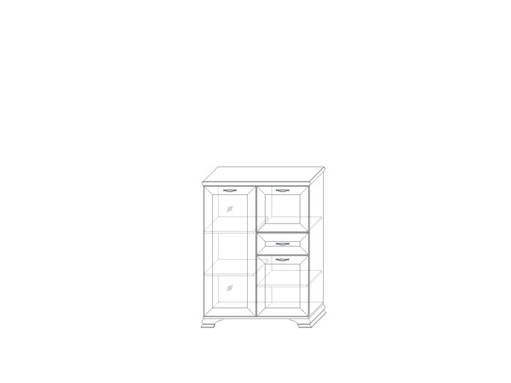 Низкий шкаф (1 стеклодверь) Сиена, Бодега белый / патина золото в Чебоксарах - изображение 1