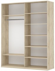 Шкаф 2-х дверный Прайм (ДСП/Зеркало) 1600x570x2300, Крафт табачный в Чебоксарах - изображение 1