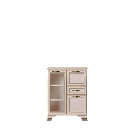 Низкий шкаф (1 стеклодверь) Сиена, Бодега белый / патина золото в Чебоксарах - изображение