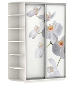 Шкаф 2-х дверный Экспресс 1700x600x2200, со стеллажом, Орхидея белая/белый снег в Чебоксарах