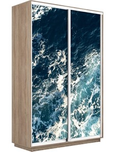 Шкаф 2-х створчатый Экспресс 1400x600x2400, Морские волны/дуб сонома в Чебоксарах
