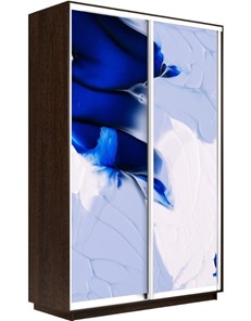Шкаф Экспресс 1600x450x2200, Абстракция бело-голубая/венге в Чебоксарах