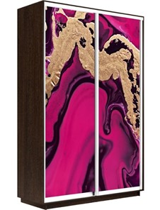 Шкаф 2-х дверный Экспресс 1600x450x2400, Абстракция розовая/венге в Чебоксарах