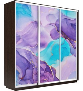 Шкаф 3-х створчатый Экспресс 2400х450х2200, Абстракция фиолетовая/венге в Чебоксарах