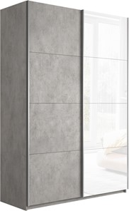 Шкаф 2-х дверный Прайм (ДСП/Белое стекло) 1200x570x2300, бетон в Чебоксарах