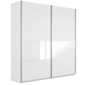 Шкаф Широкий Прайм (ДСП / Белое стекло) 2200x570x2300, Белый снег в Чебоксарах