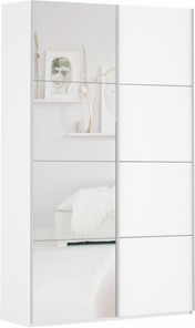 Шкаф двухдверный Прайм (ДСП/Зеркало) 1200x570x2300, белый снег в Чебоксарах