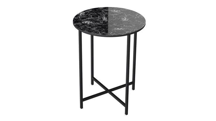 Круглый столик ДП 1-03-04 (Черный/Стекло Мрамор черный) в Чебоксарах - изображение 1
