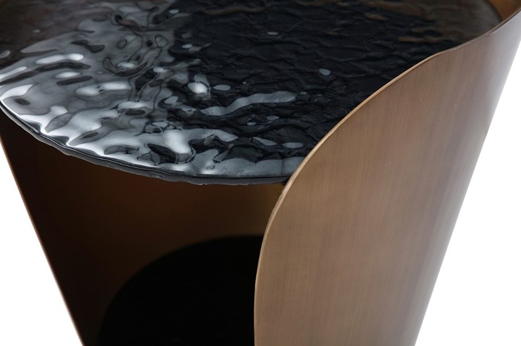 Журнальный круглый стол ET6123 (D48,6) закаленное стекло/бронзовый в Чебоксарах - изображение 1