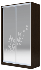 Шкаф 2-х створчатый 2300х1682х420 два зеркала, "Бабочки" ХИТ 23-4-17-66-05 Венге Аруба в Чебоксарах