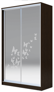 Шкаф 2-х створчатый 2400х1682х620 два зеркала, "Бабочки" ХИТ 24-17-66-05 Венге Аруба в Чебоксарах