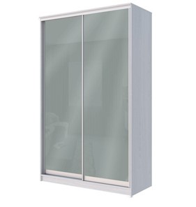Шкаф 2-х дверный Хит-22-14-22 с цветным стеклом, средне-серый 074, Ясень анкор светлый в Чебоксарах