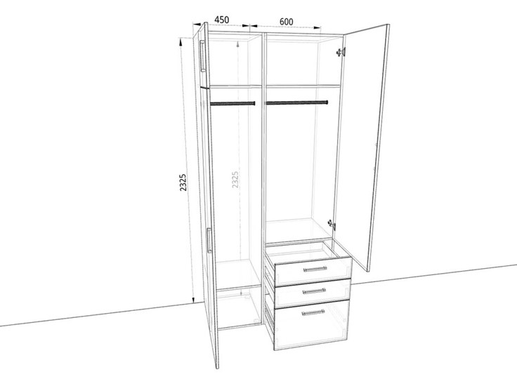 Распашной шкаф 1050х500х2325мм (10501) Белый/Жемчуг в Чебоксарах - изображение 1
