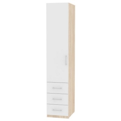 Шкаф одностворчатый Риал (H17) 230х45х45 ручка рейлинг, Белый/ДСС в Чебоксарах - изображение