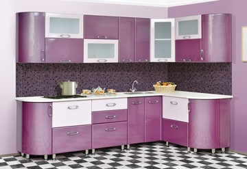 Кухонный угловой гарнитур Мыло 128 2700х1500, цвет Фиолет/Пастель фиолет в Чебоксарах