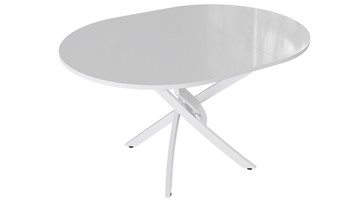 Кухонный раскладной стол Diamond тип 3 (Белый муар/Белый глянец) в Чебоксарах - предосмотр 1