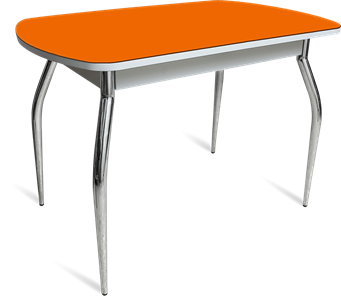 Кухонный стол ПГ-04 СТ белое/оранжевое/хром фигурные в Чебоксарах - предосмотр