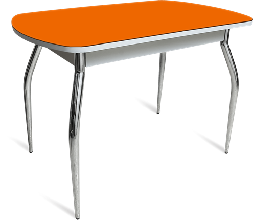 Кухонный стол ПГ-04 СТ белое/оранжевое/хром фигурные в Чебоксарах - изображение
