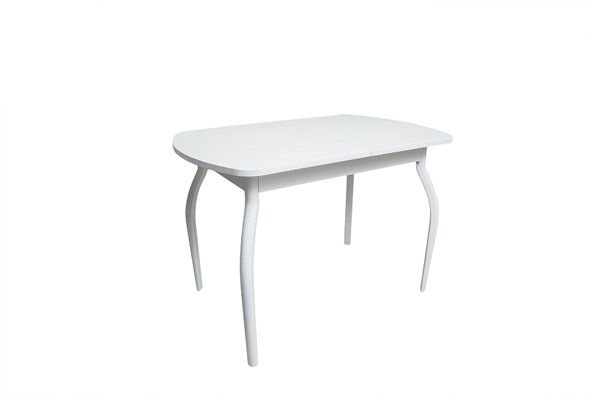 Кухонный раскладной стол ПГ-02СТ белое/белое/крашенные фигурные в Чебоксарах - изображение