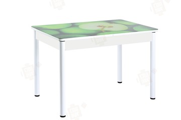 Кухонный раскладной стол Айсберг-02 СТФ, белое лдсп/зеленые яблоки/ноги крашеные в Чебоксарах