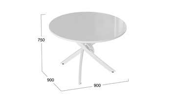 Обеденный стол Diamond тип 2 (Белый муар/Белый глянец) в Чебоксарах - предосмотр 1