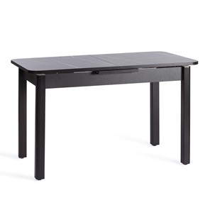 Кухонный стол раздвижной ALIGERY ЛДСП/HPL/опора-массив березы, 130х75+30х75, Мрамор чёрный/чёрный арт.20607 в Чебоксарах